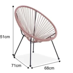 MANA Fauteuil Design En Forme D'oeuf - Cordage En Plastique Rose Pastel -Chair Soldes Boutique mana fauteuil design en forme d oeuf cordage en plastique rose pastel 3612408086752 429859