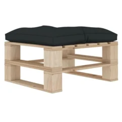 Pouf De Jardin Coussin Gris Et Palette Pin Massif Clair Farsa