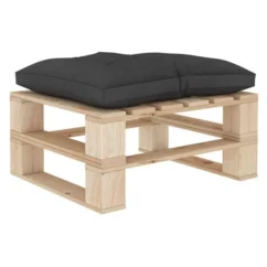 Pouf De Jardin Coussin Noir Et Palette Pin Massif Clair Farsa