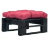 Pouf De Jardin Coussin Rouge Et Palette Pin Massif Noir Farsa