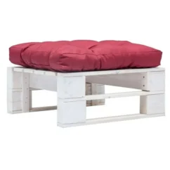 Pouf De Jardin Polyester Rouge Et Pin Massif Blanc Vralee