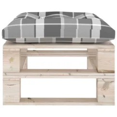 Repose-pied Palette De Jardin Avec Coussin à Carreaux Gris Pin -Chair Soldes Boutique repose pied palette de jardin avec coussin a carreaux gris pin 8720286304969 1232123