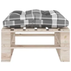 Repose-pied Palette De Jardin Avec Coussin à Carreaux Gris Pin -Chair Soldes Boutique repose pied palette de jardin avec coussin a carreaux gris pin 8720286304969 1232124