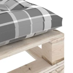 Repose-pied Palette De Jardin Avec Coussin à Carreaux Gris Pin -Chair Soldes Boutique repose pied palette de jardin avec coussin a carreaux gris pin 8720286304969 1232125