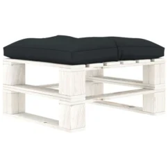 Repose-pied Palette De Jardin Avec Coussin Anthracite Bois 2