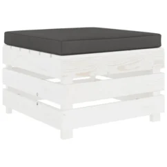 Repose-pied Palette De Jardin Avec Coussin Anthracite Bois