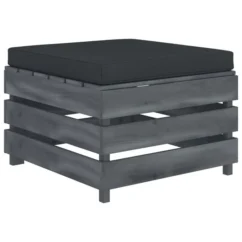 Repose-pied Palette De Jardin Avec Coussin Anthracite Bois 3