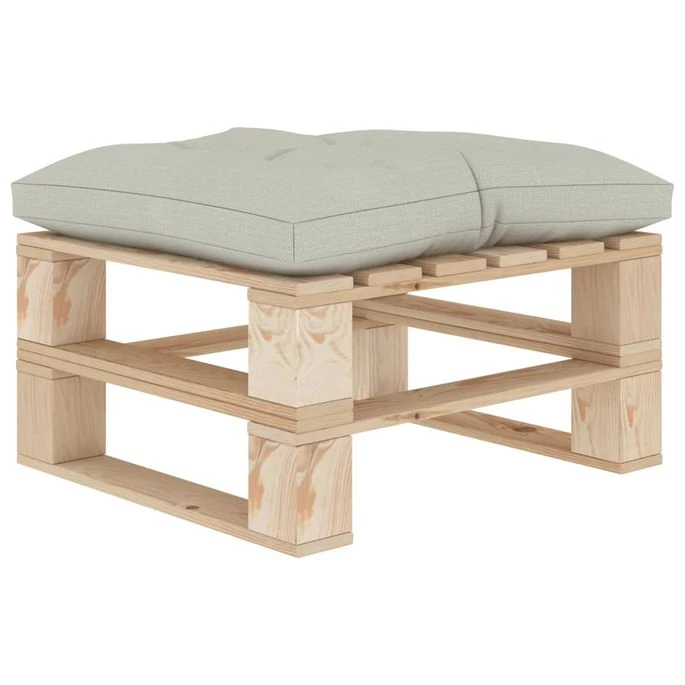 Repose-pied Palette De Jardin Avec Coussin Beige Bois 1 Repose-pied Palette De Jardin Avec Coussin Beige Bois