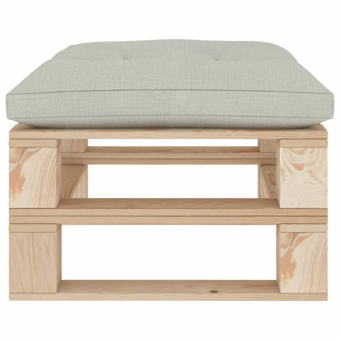 Repose-pied Palette De Jardin Avec Coussin Beige Bois 3 Repose-pied Palette De Jardin Avec Coussin Beige Bois – Image 3