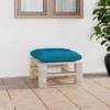 Repose-pied Palette De Jardin Avec Coussin Bleu Bois De Pin