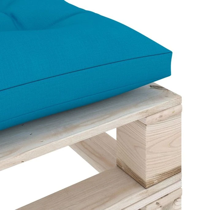 Repose-pied Palette De Jardin Avec Coussin Bleu Bois De Pin 5 Repose-pied Palette De Jardin Avec Coussin Bleu Bois De Pin – Image 5