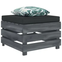 Repose-pied Palette De Jardin Avec Coussin Fleur Bois