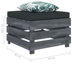 Repose-pied Palette De Jardin Avec Coussin Fleur Bois -Chair Soldes Boutique repose pied palette de jardin avec coussin fleur bois 8719883898711 1281195