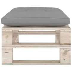 Repose-pied Palette De Jardin Avec Coussin Gris Bois De Pin -Chair Soldes Boutique repose pied palette de jardin avec coussin gris bois de pin 8720286304884 1261529