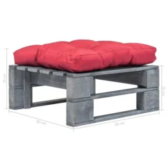 Repose-pied Palette De Jardin Avec Coussin Rouge Bois Gris -Chair Soldes Boutique repose pied palette de jardin avec coussin rouge bois gris 3666722762779 1165563