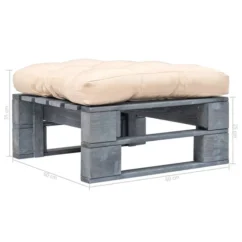 Repose-pied Palette De Jardin Avec Coussin Sable Bois Gris -Chair Soldes Boutique repose pied palette de jardin avec coussin sable bois gris 3666722763424 1176576
