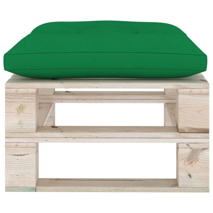Repose-pied Palette De Jardin Avec Coussin Vert Bois De Pin 3 Repose-pied Palette De Jardin Avec Coussin Vert Bois De Pin – Image 3