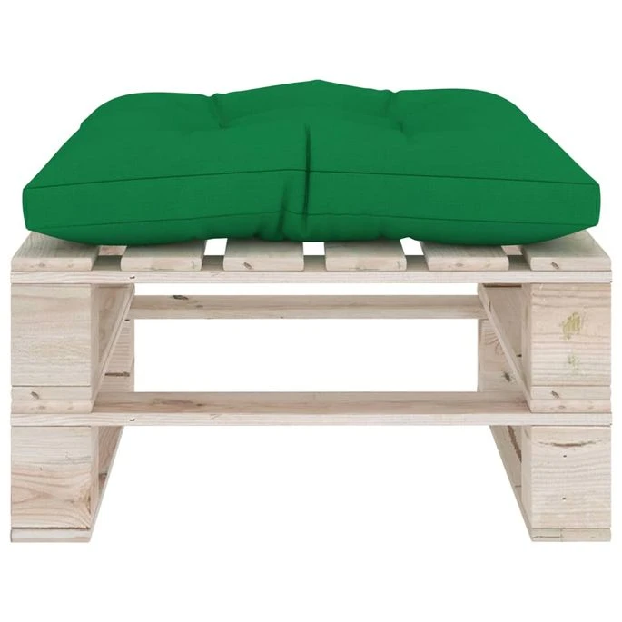 Repose-pied Palette De Jardin Avec Coussin Vert Bois De Pin 4 Repose-pied Palette De Jardin Avec Coussin Vert Bois De Pin – Image 4