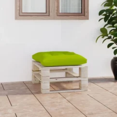 Repose-pied Palette De Jardin Avec Coussin Vert Vif Bois De Pin