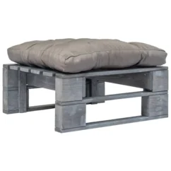 Repose-pied Palette De Jardin Avec Coussins Gris Bois Gris