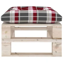 Repose-pied Palette De Jardin Et Coussin à Carreaux Rouge Pin -Chair Soldes Boutique repose pied palette de jardin et coussin a carreaux rouge pin 8720286304952 1209022