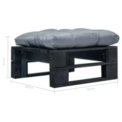 Repose-pied Palette De Jardin Et Coussin Gris Bois Noir -Chair Soldes Boutique repose pied palette de jardin et coussin gris bois noir 3666722887120 1177138