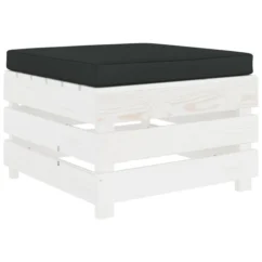 Repose-pied Palette De Jardin Et Coussin Noir Bois