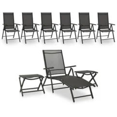 Salon De Jardin 9 Pcs Noir Et Anthracite