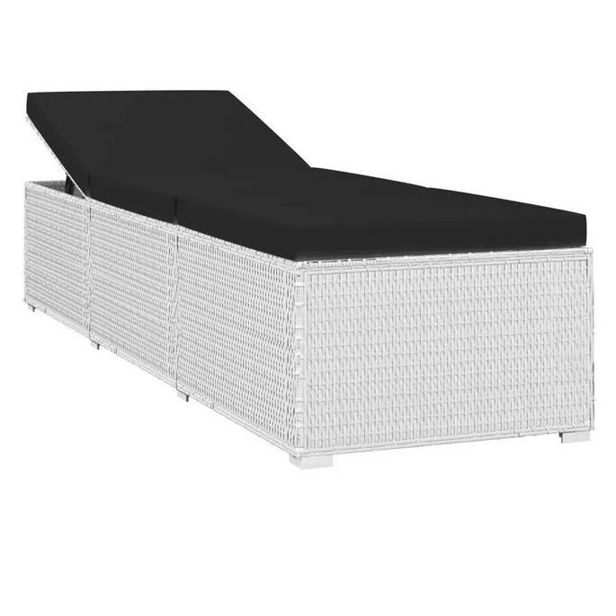 Set Chaise Longue Et Table Tissu Noir Et Résine Blanche Viali 2 Set Chaise Longue Et Table Tissu Noir Et Résine Blanche Viali – Image 2