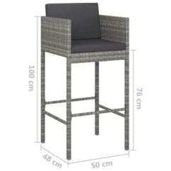 Tabourets De Bar 2 Pcs Avec Coussins Gris Résine Tressée -Chair Soldes Boutique tabourets de bar 2 pcs avec coussins gris resine tressee 3666722244886 1099860