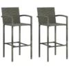 Tabourets De Bar 2 Pcs Gris Résine Tressée