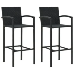 Tabourets De Bar 2 Pcs Noir Résine Tressée