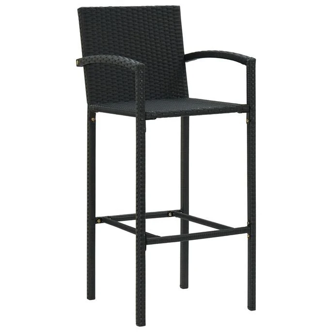Tabourets De Bar 2 Pcs Noir Résine Tressée 2 Tabourets De Bar 2 Pcs Noir Résine Tressée – Image 2