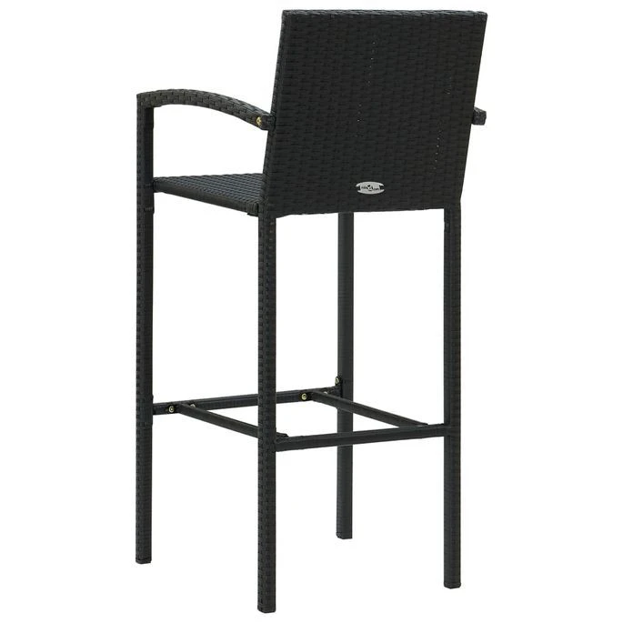 Tabourets De Bar 2 Pcs Noir Résine Tressée 5 Tabourets De Bar 2 Pcs Noir Résine Tressée – Image 5