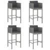 Tabourets De Bar 4 Pcs Avec Coussins Gris Résine Tressée
