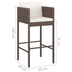Tabourets De Bar 4 Pcs Avec Coussins Marron Résine Tressée -Chair Soldes Boutique tabourets de bar 4 pcs avec coussins marron resine tressee 3666722243124 1102846