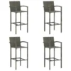 Tabourets De Bar 4 Pcs Gris Résine Tressée