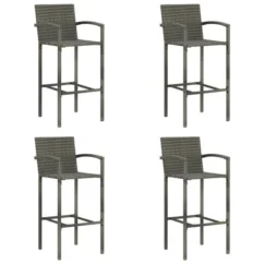 Tabourets De Bar 4 Pcs Gris Résine Tressée