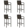 Tabourets De Bar 4 Pcs Marron Résine Tressée