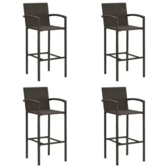 Tabourets De Bar 4 Pcs Marron Résine Tressée