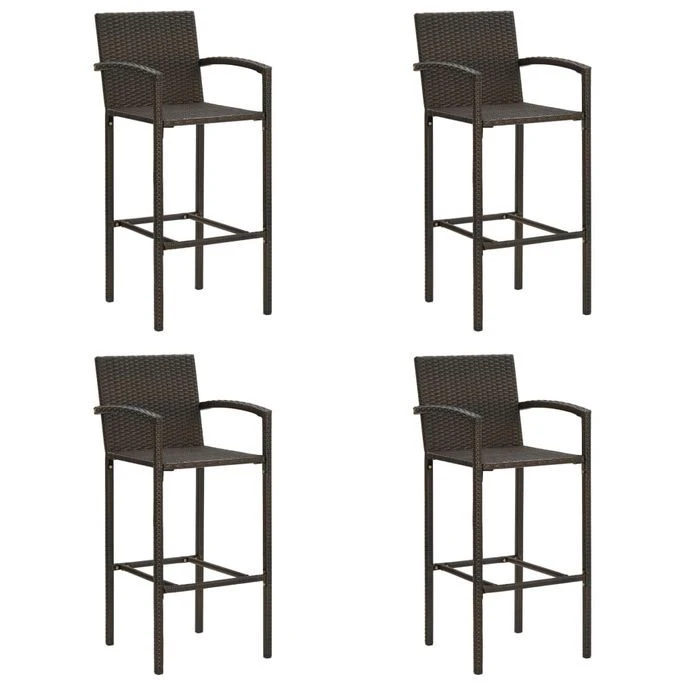 Tabourets De Bar 4 Pcs Marron Résine Tressée 1 Tabourets De Bar 4 Pcs Marron Résine Tressée