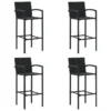 Tabourets De Bar 4 Pcs Noir Résine Tressée