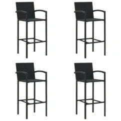 Tabourets De Bar 4 Pcs Noir Résine Tressée