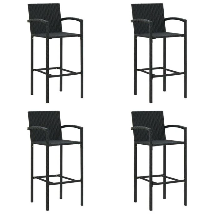 Tabourets De Bar 4 Pcs Noir Résine Tressée 1 Tabourets De Bar 4 Pcs Noir Résine Tressée