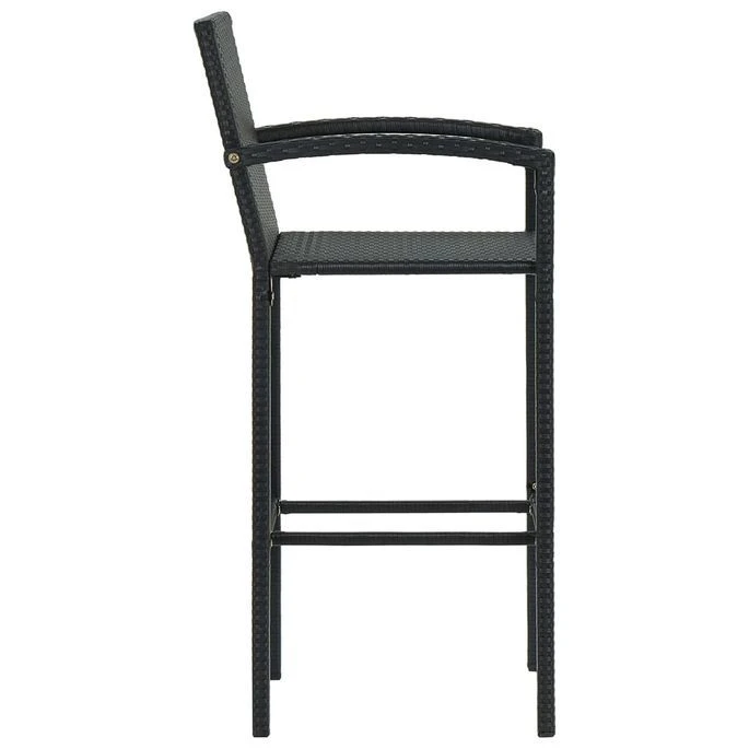 Tabourets De Bar 4 Pcs Noir Résine Tressée 4 Tabourets De Bar 4 Pcs Noir Résine Tressée – Image 4