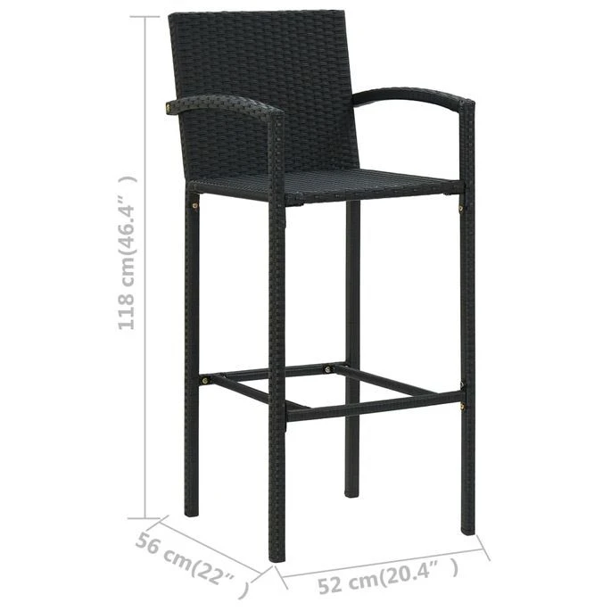 Tabourets De Bar 4 Pcs Noir Résine Tressée 8 Tabourets De Bar 4 Pcs Noir Résine Tressée – Image 8