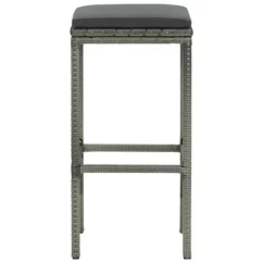 Tabourets De Bar Avec Coussins 3 Pcs Gris Résine Tressée -Chair Soldes Boutique tabourets de bar avec coussins 3 pcs gris resine tressee 3666722354899 943853