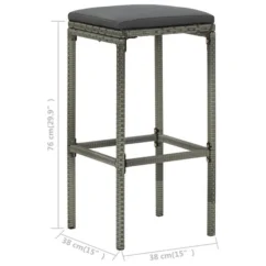 Tabourets De Bar Avec Coussins 3 Pcs Gris Résine Tressée -Chair Soldes Boutique tabourets de bar avec coussins 3 pcs gris resine tressee 3666722354899 943857