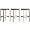 Tabourets De Bar Avec Coussins 3 Pcs Marron Résine Tressée