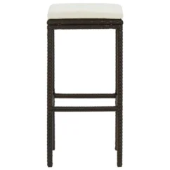 Tabourets De Bar Avec Coussins 3 Pcs Marron Résine Tressée -Chair Soldes Boutique tabourets de bar avec coussins 3 pcs marron resine tressee 3666722354912 943837